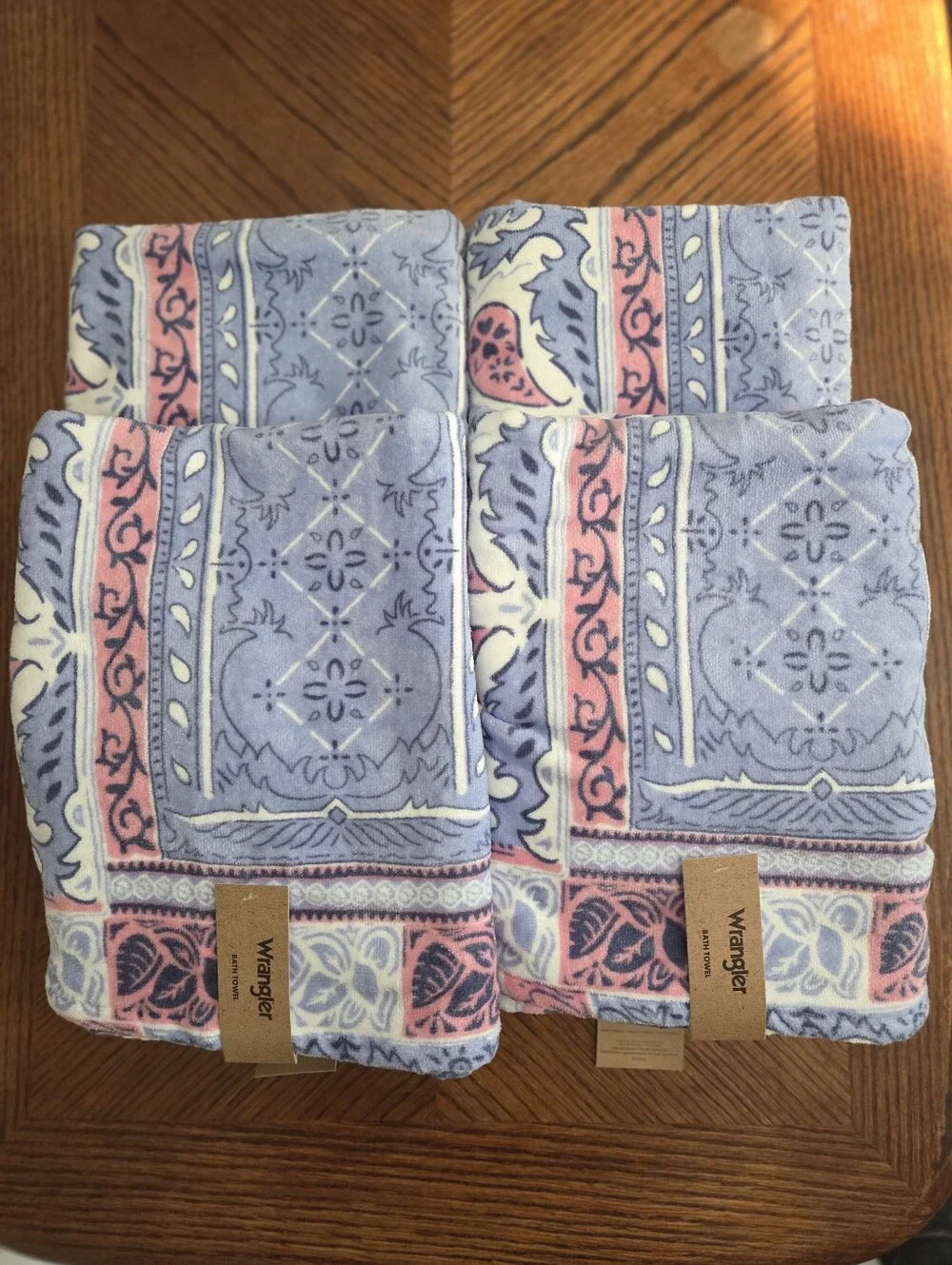 Nwt Wrangler Wild Bandana Blue Bath Towel Set Of 8